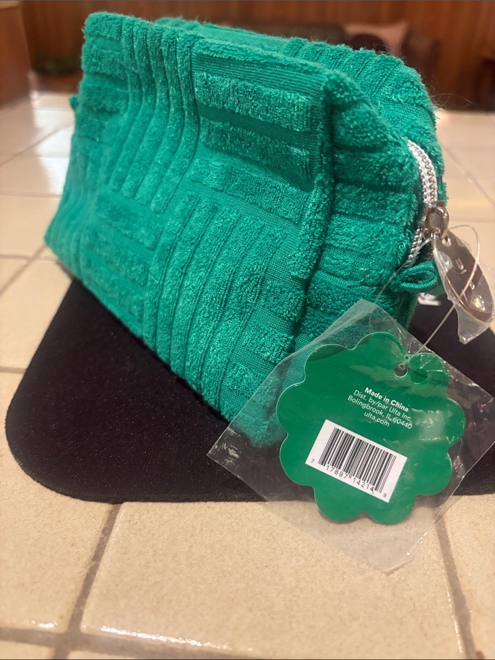 Green Textured Zip Pouch Cosmetic Bag by Ulta